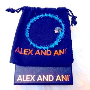Alex And Ani Vintage 66 blue faceted bead bracelet